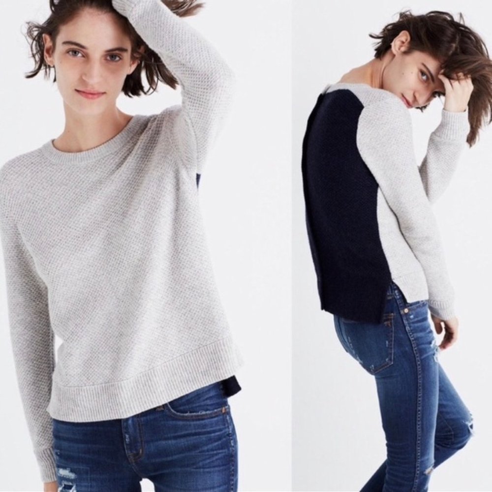 Madewell Colorblock Backroad Button Back Sweater - image 1